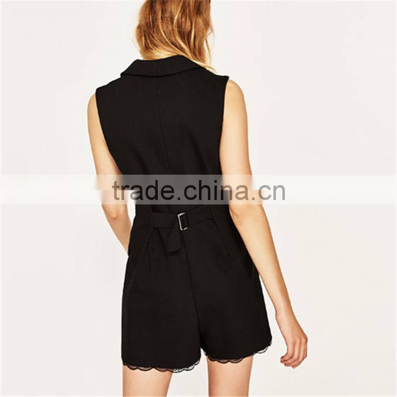 Factory direct sales black sleeveless lace jumpsuit uniform for office