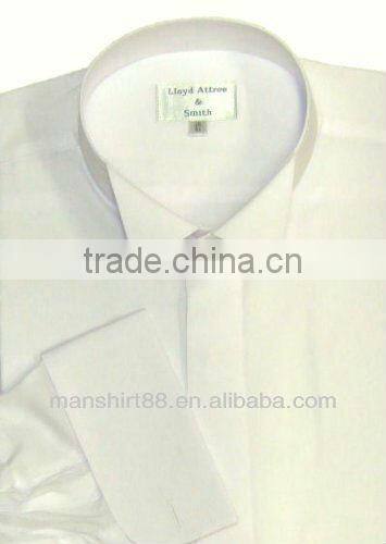 2017 white french cuff wing collar tuxedo shirt for man
