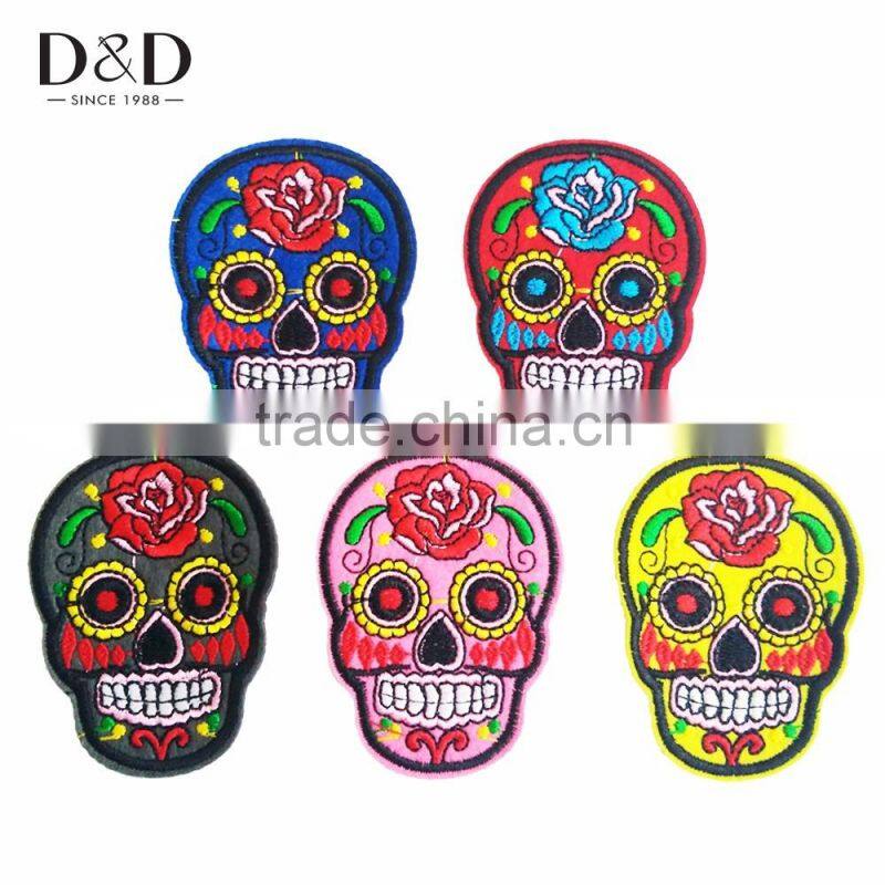 D&D 10 Pcs/Pack Skull Embroidered Patches Iron On Applique for Clothing Patches Sewing Crafts Accessory