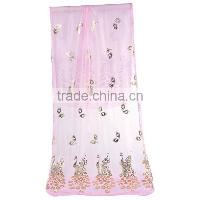 Imitation Silk Scarves & Wraps Rectangle Golden Pink Peacock Fashionable Scarf