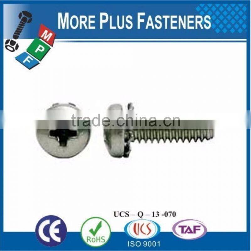 Made in Taiwan Black Head Trim Bright Zinc Plated Stainless Steel Philips Pan Head SEMS Screw