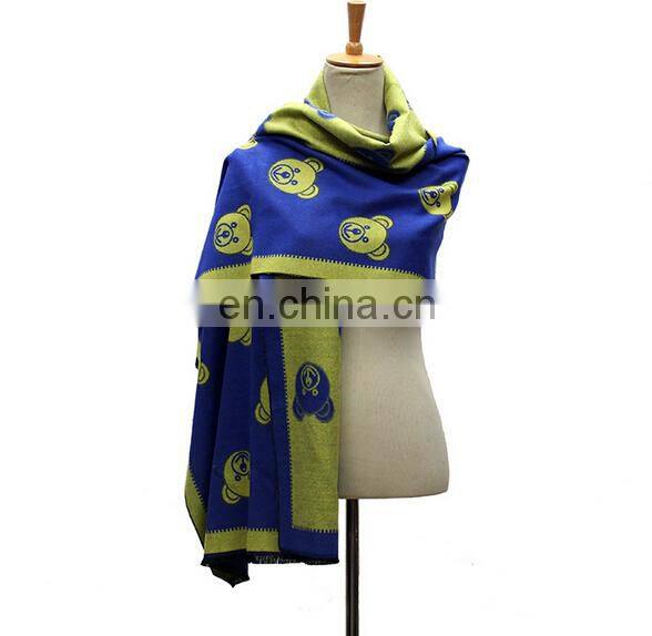 Fashion Wholesale New Arrival Women Winter Carton Design Bear Cashmere Scarf