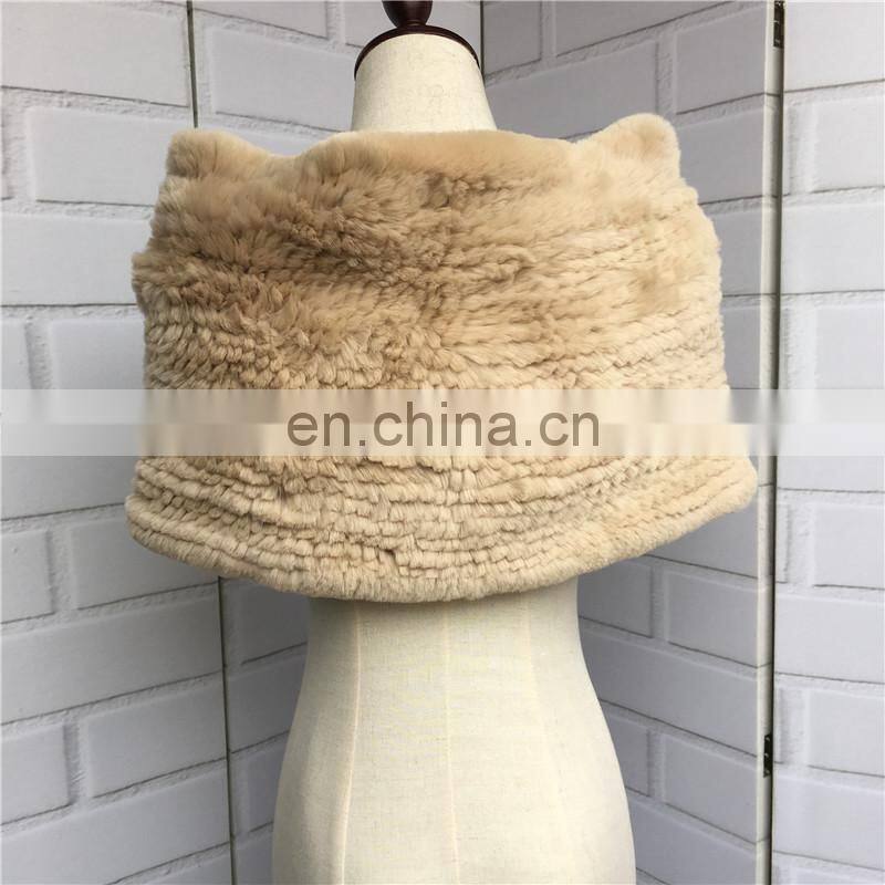 2016 Fashionable Hand Knitted Genuine Rex Rabbit Fur Scarf