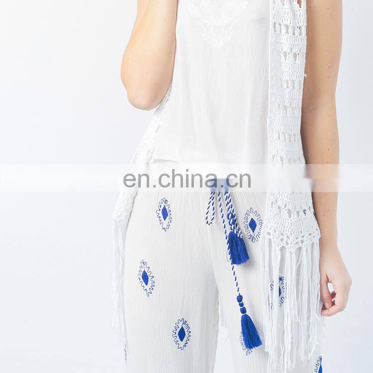 New arrival long print wide legs women's fashion casual pants