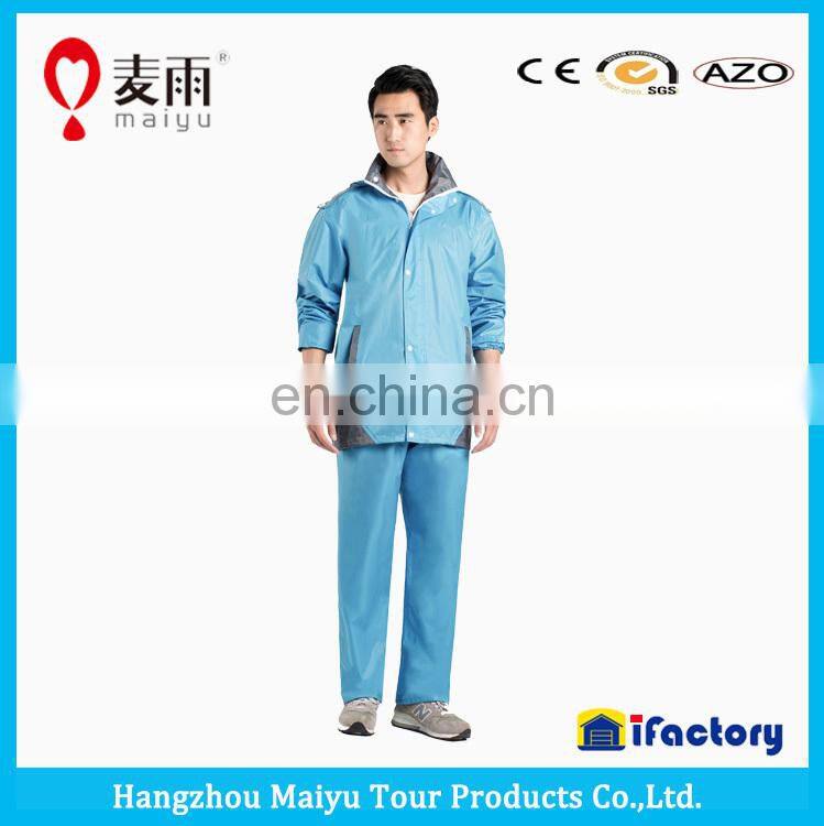 Maiyu waterproof blue pu rain jacket