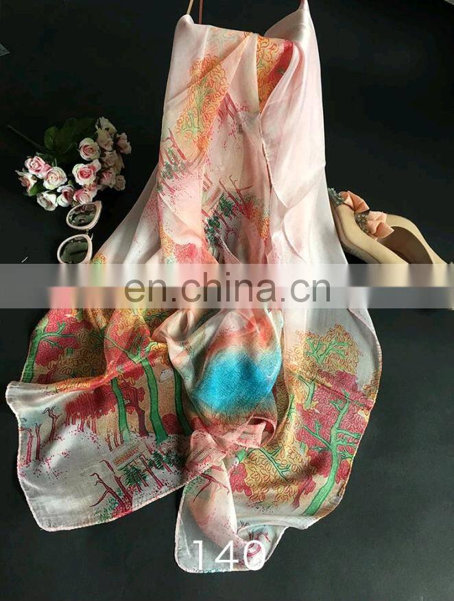 high quality feel soft pure silk scarf chinese scarf