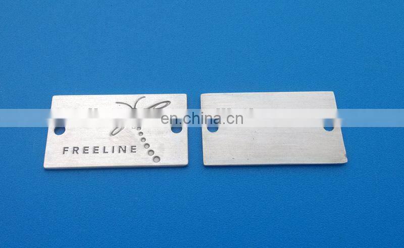 custom made metal logo engraved oval silver plate with two hole