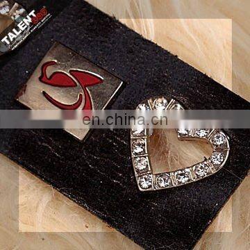 custom with hollwed-out metal leather patch for denim jeans