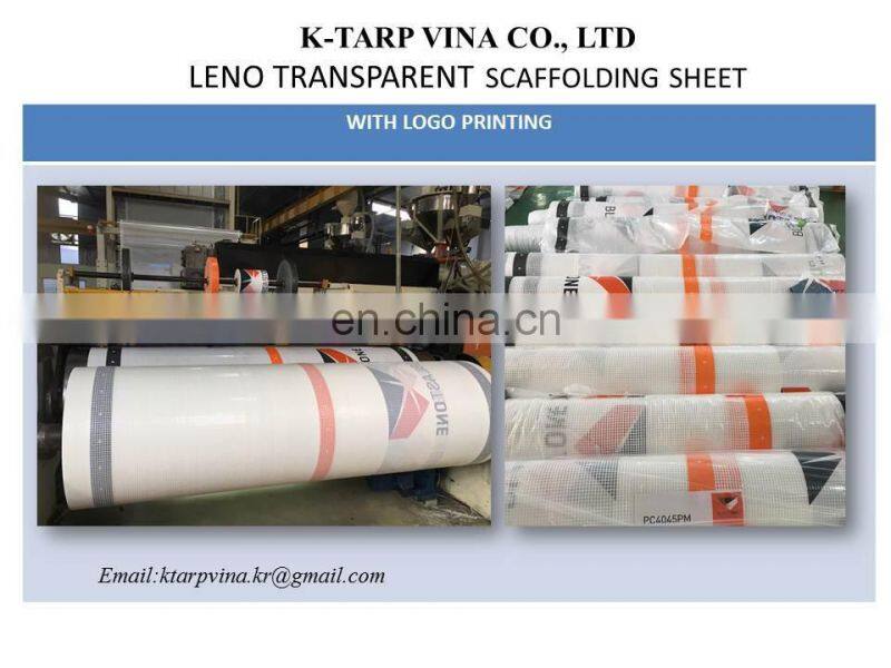 PE Leno Transparent Scaffold Sheeting with pre-punching holes, webbing reinforced band