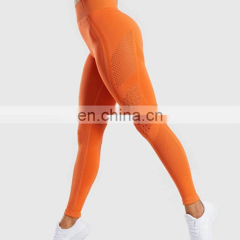 Long Sleeve Running Shirts & Full Length Gym Fitness Tights set womens seamless Crop Top Gym yoga set