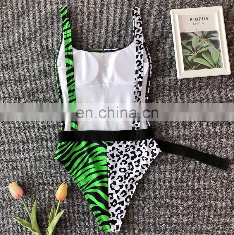 2019 Brown Tiger Leopard Print Sexy One Piece Swimsuit Women Push Up Swimwear Summer BeachWear Bathing Suit Monokini Bodysuit