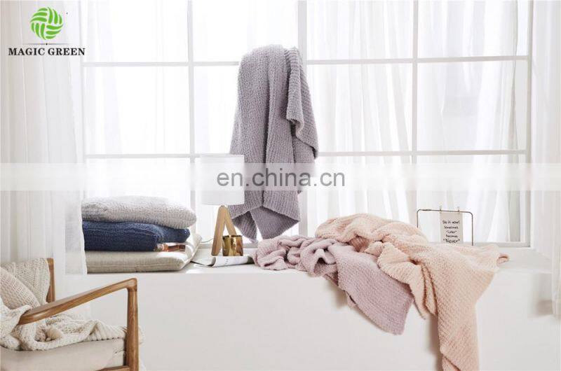 Barefoot Dreams super soft zero defect 100% polyester micro feather yarn knit bedcover blanket pillow case set cushion cover