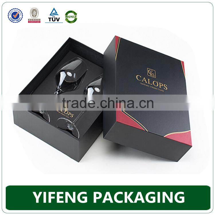 High quality customized folding luxury wine gift box custom cardboard wine glass packaging box wholesale wine storage box