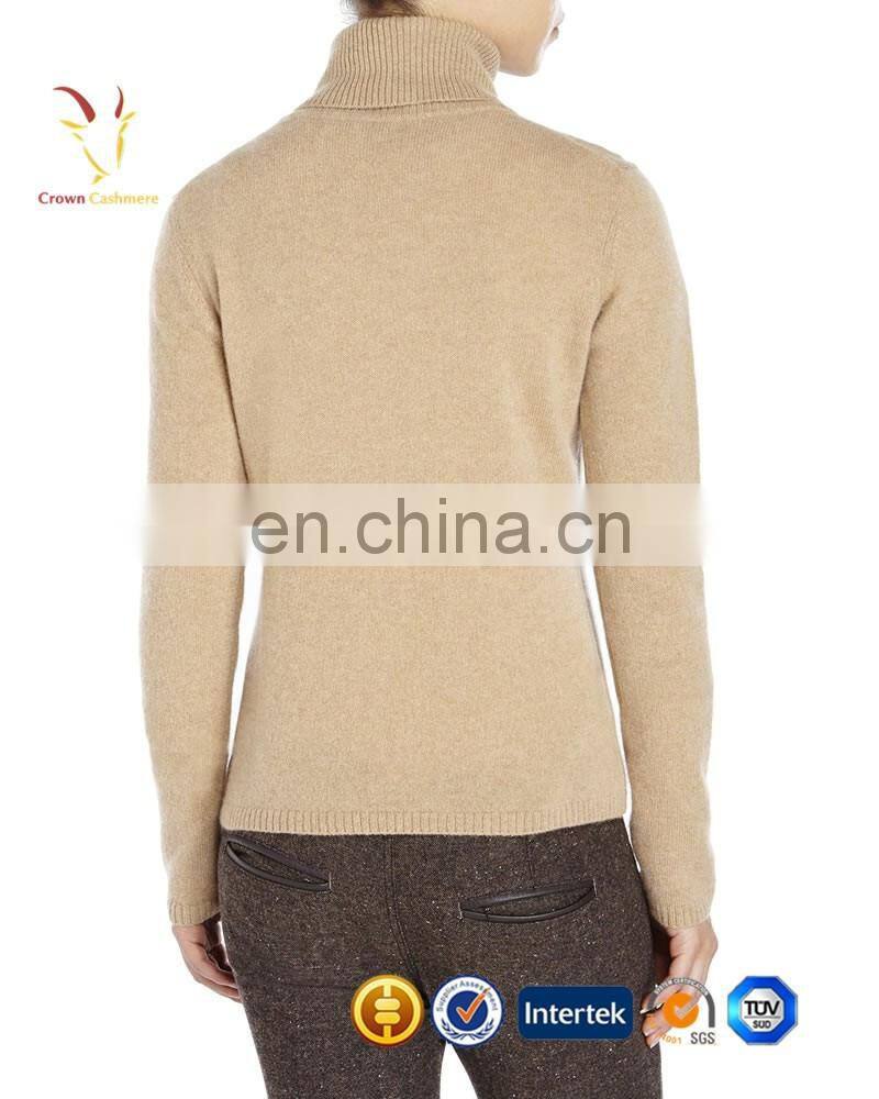 Ladies Turtleneck Pure Color Slim Fit Ribbed Knit Pullover Sweaters