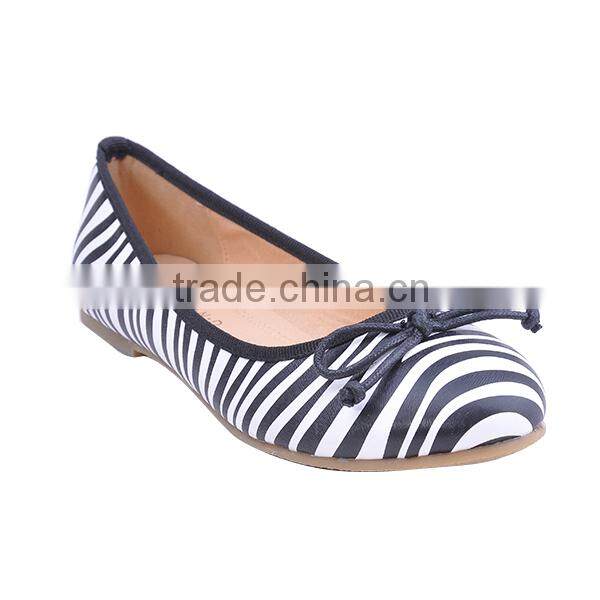 PU flat zebra girls bowknot shoes