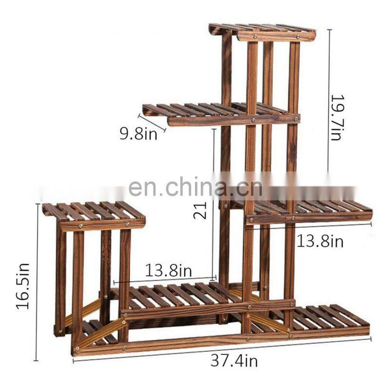 Bamboo 3-Tier Hanging Plant Stand Planter Shelves Flower Pot Organizer Storage Rack Folding Display Shelving Plants Shelf