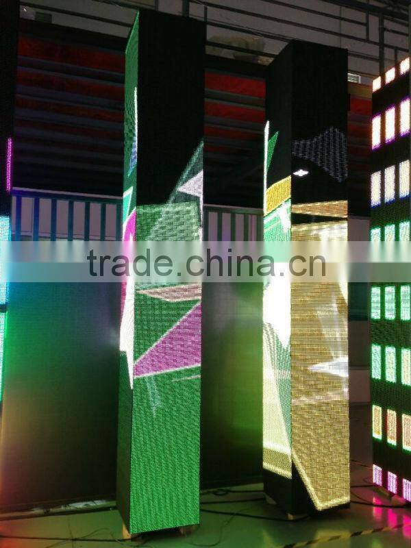 square pillar p10 indoor KTV hotel stage back full color LED square video screen