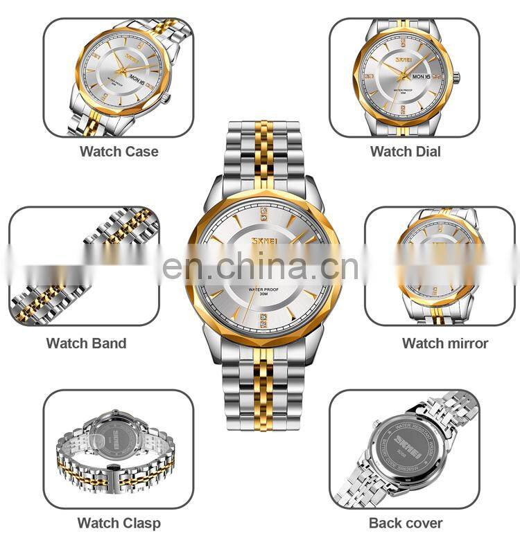SKMEI 9268 New arrival Fashion Men watches High Quality Stainless Steel Wristwatch Mens Quartz watch