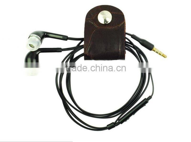 High Quality Gift Genuine Leather CLIPS Cable Tidy Data Cable Storage LEATHER CORD ORANGIZER