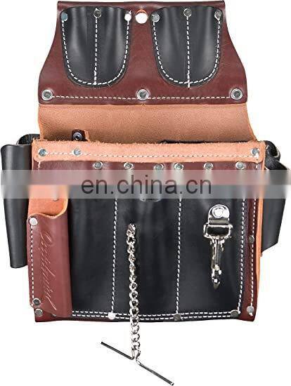 Brown Electrician Tool Bag Silver Green RISING STAR Leather Electrician Tool Pouch Bag