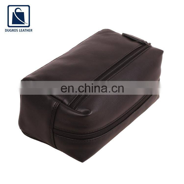 Matching Stitching Anthracite Fitting Zipper Closure Type Unisex Genuine Leather Toiletry Bag