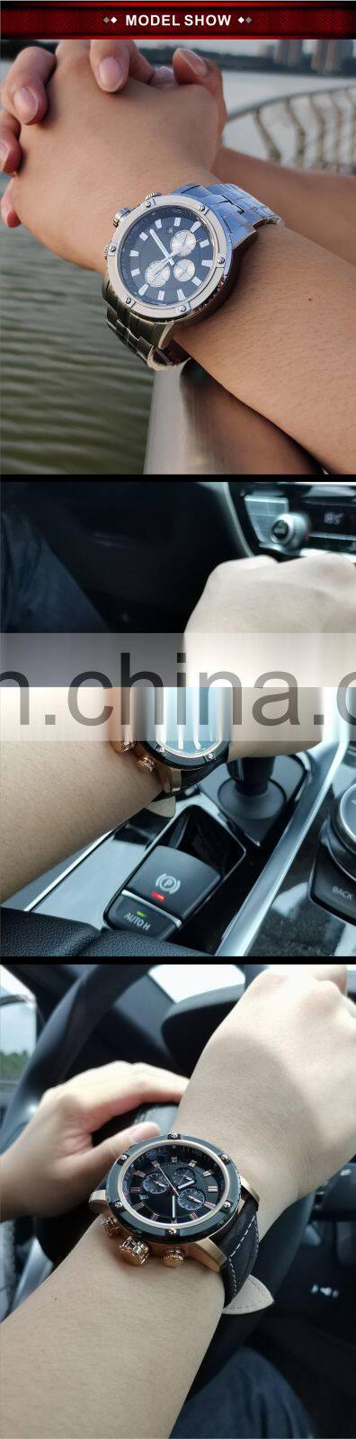 10ATM Water Resistant Coffee Genuine Leather Straps Wrist Watch Popular Designer Japanese Movement Watches For Men