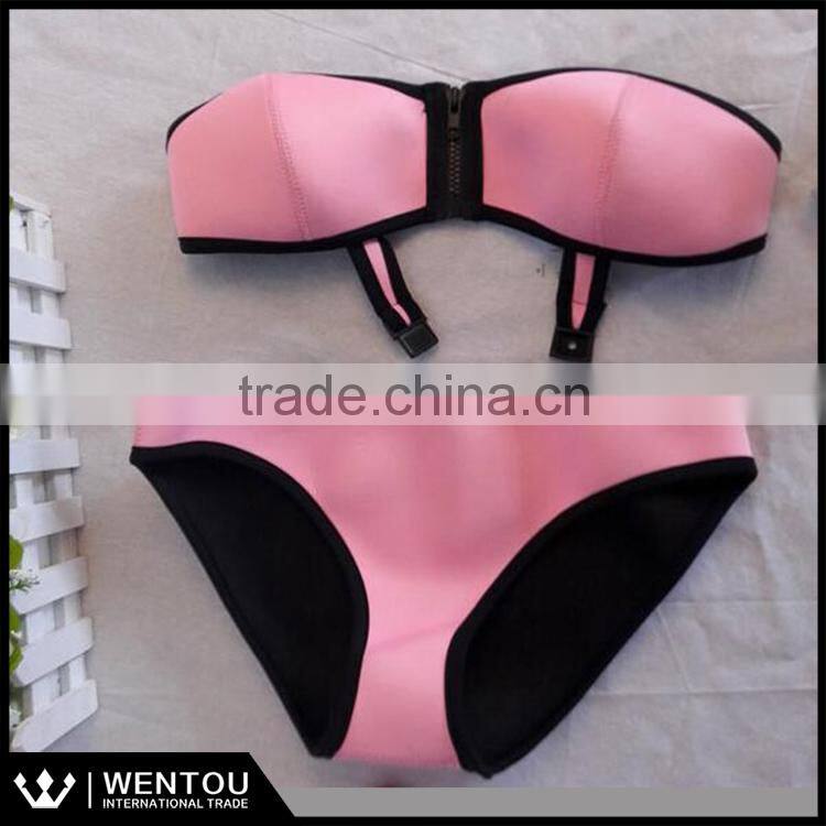 Women's Sexy Bandeau Tassel Bikini Set Padded Push Up Bra Swimwear