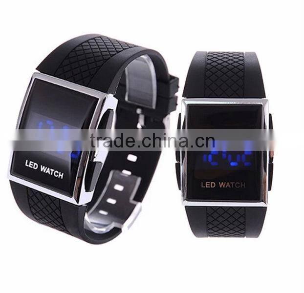 LED watch with rubber strap and alloy watch case