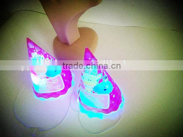 2016 New Style Plastic Halloween Hat with LED Lights/Glitter Hair Decoration