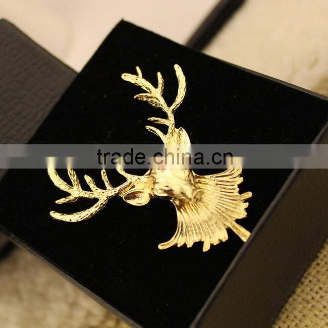 New design metal bronze elk head christmas brooch