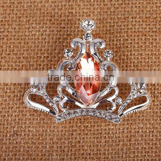 New design zinc alloy rhinestone crown brooch