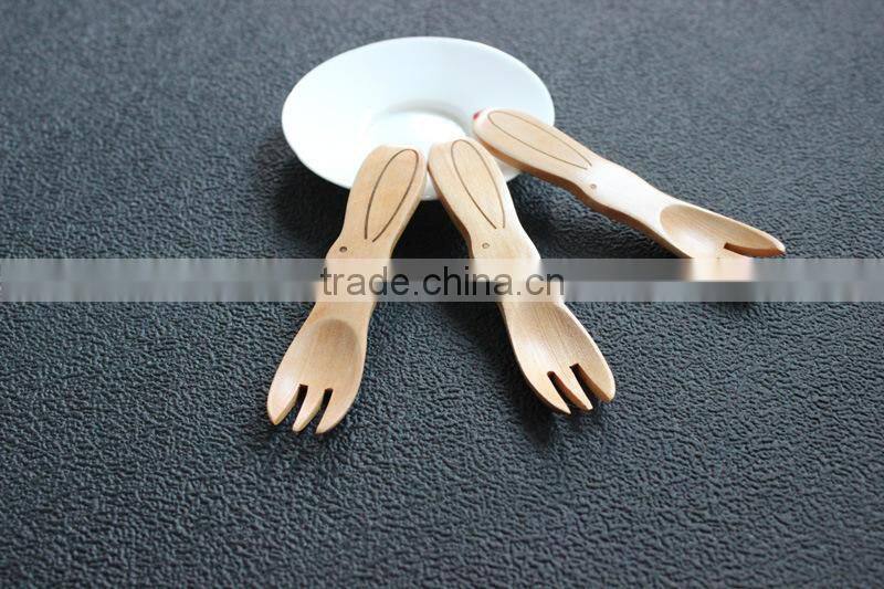 Cartoon Girl Children wooden spoon with fork