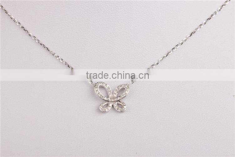 Dubai jewellry butterfly necklace girl's silver sterling necklace fashion jewelry