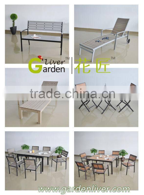 outdoor aluminum frame furniture wood table
