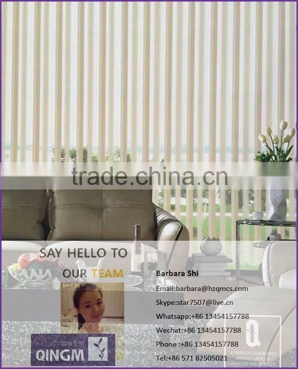 2016 QINGM premium designs zebra blind with dim out sheer roller blind vertical curtain blind