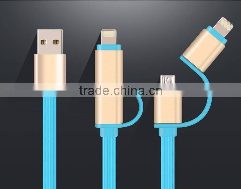 Fast charging usb cable 2in1 8pin micro usb data cable Micro usb cable for iphone, for android phone