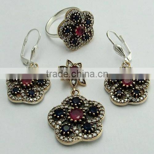 Stylish Precious Green Onyx & White CZ Jewellery Set, 925 Sterling Silver Jewellery, Handmade Silver Jewellery