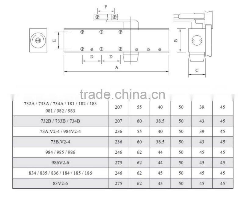 Fire Rated 150Kgs Heavy Duty Door Closer Hardware