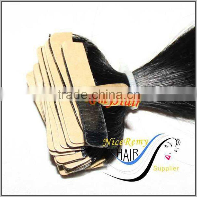Wholesale 100% brazilian human hair kinky curly skin weft seamless hair extensions tape hair