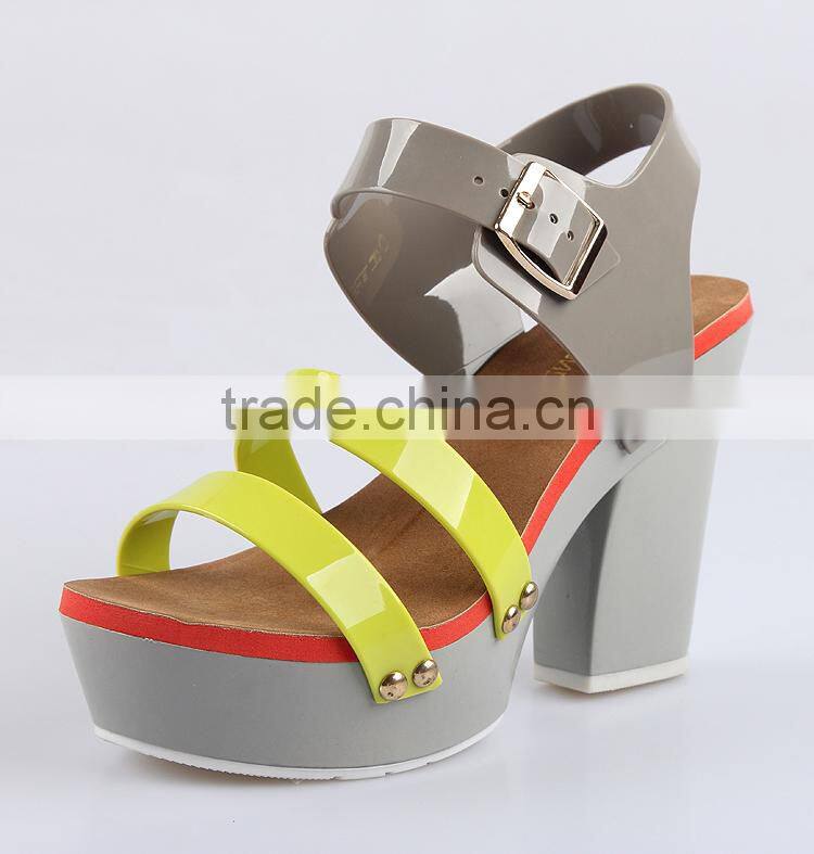 2015 transparent high heels jelly shoes brazil melissa fashion pvc lady shoes sweet party woman sandals
