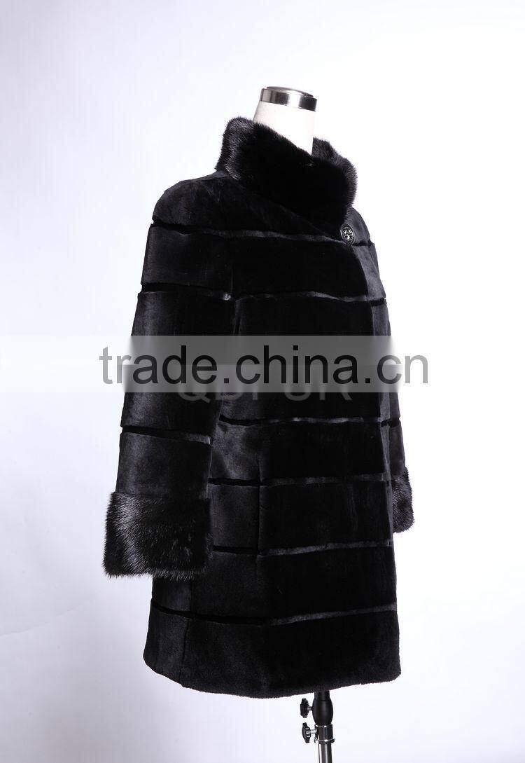 QD29212 Lady Mid-long Whole-hide Rex Rabbit Fur