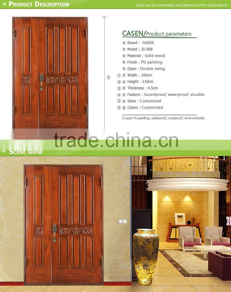 Cherry interior solid wood double entry doors modern factory price
