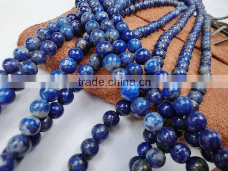 We have A,AA,AAA quality polished round lapis lazuli string wholesale natural gemstone loose beads