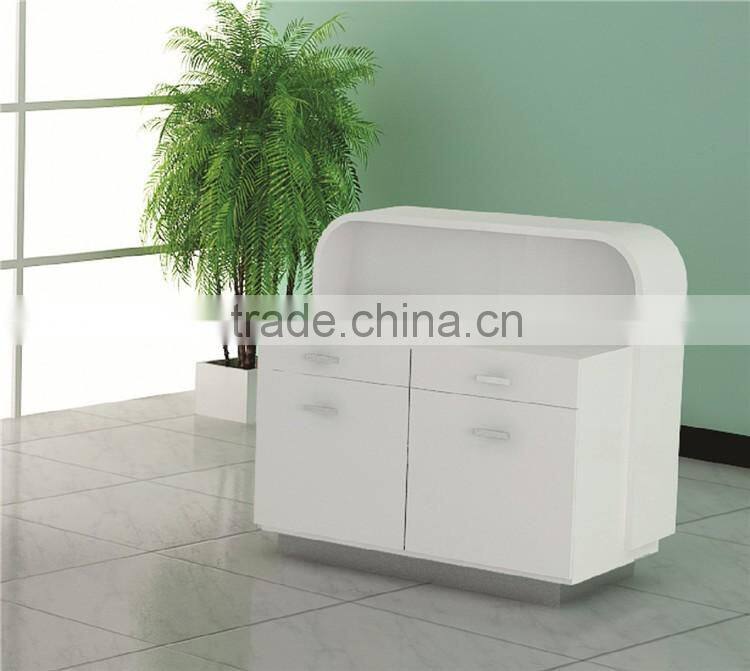 Cloth shop glass reception desk with LED light inside