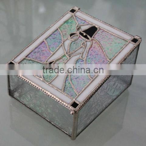 MX020038 china wholesale tiffany style rainbow shine stained glass photo picture frame for fancy wedding gift favor