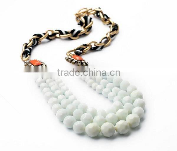 Triple strand white bead necklaces summer jewelry