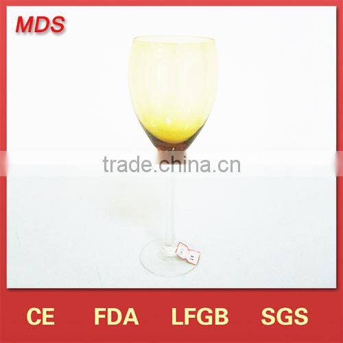 handblown big champagne glass with colored stem