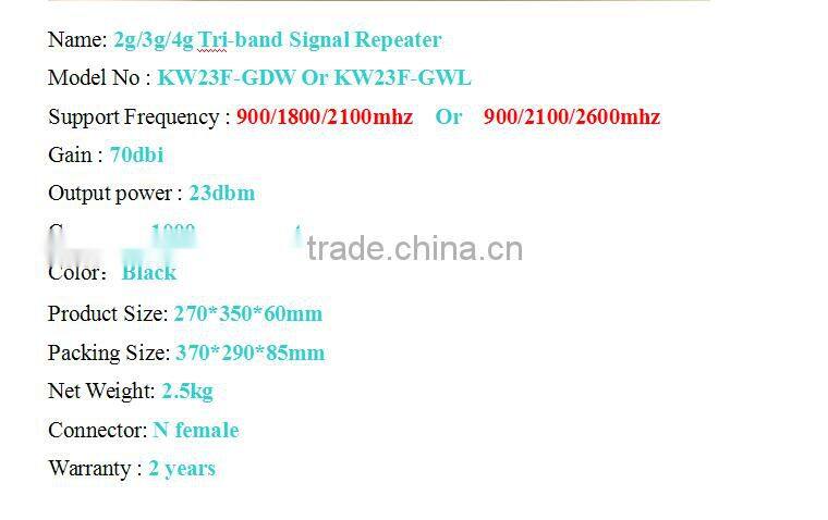 Newest repeater tr-band 900/1800/2100 signals mobile signal repeater
