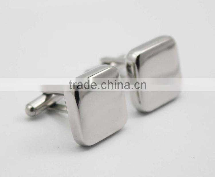 Silver metal Thick cufflinks blanks custom Square cufflinks engravable