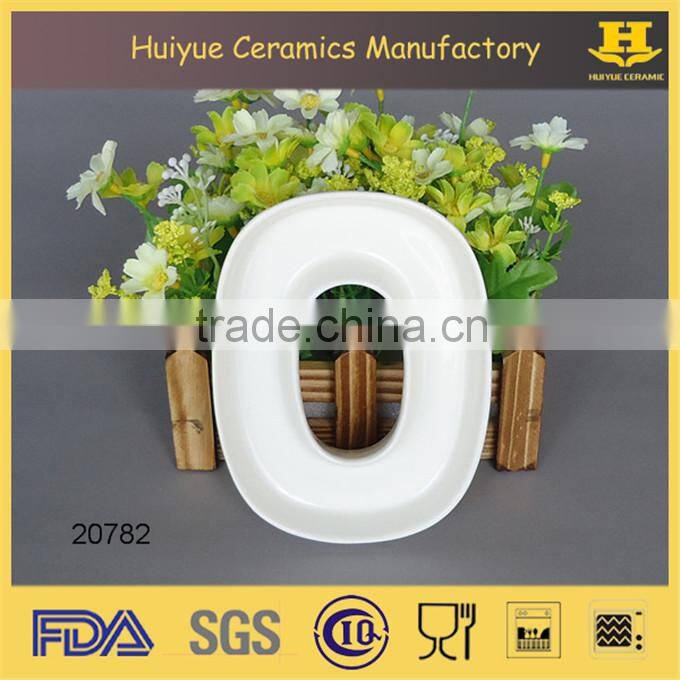 Ceramic dish in letter shape, ceramic letter